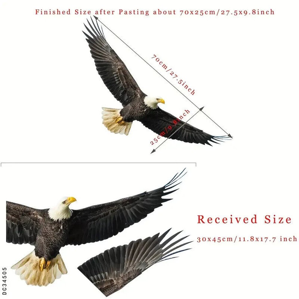 Realistic Flying Bald Eagle 3D Wall Decal 27.5" x 9.8" NEW! Home & Garden:Home Décor:Decals, Stickers & Vinyl Art Style Your Walls